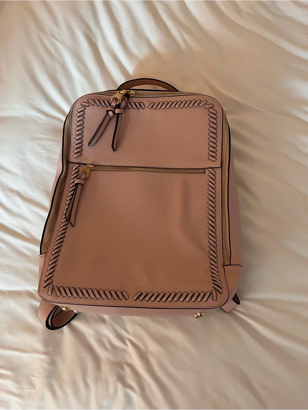 Calpak Pale Pink Structured Backpack with Braided Trim